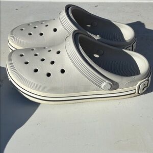 CROCS Off-White Clogs with Black Trim